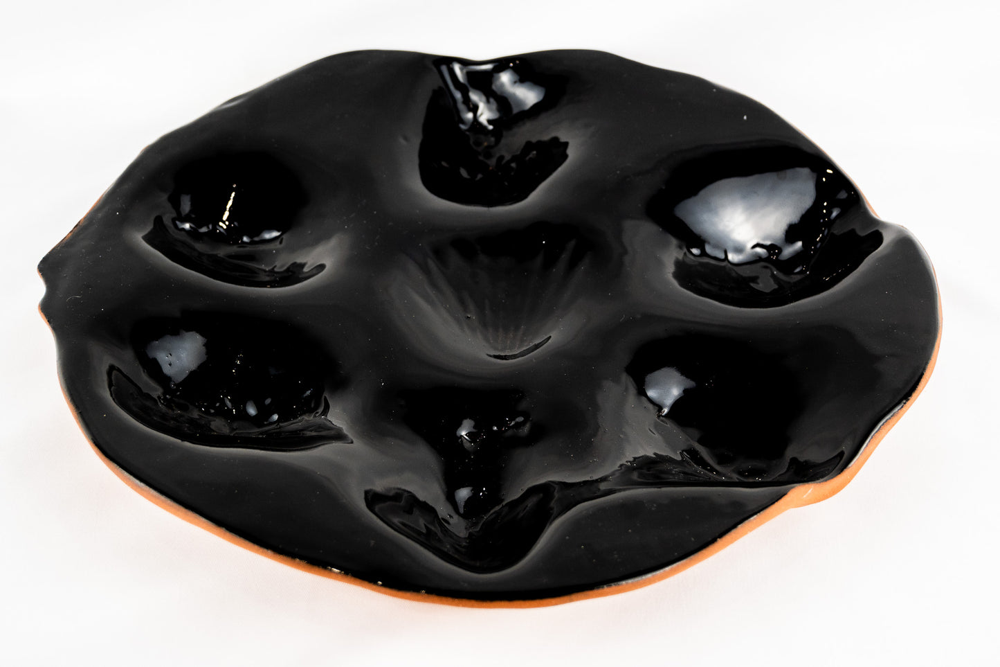 Oyster platter glossy black (6) 1/2 dozen