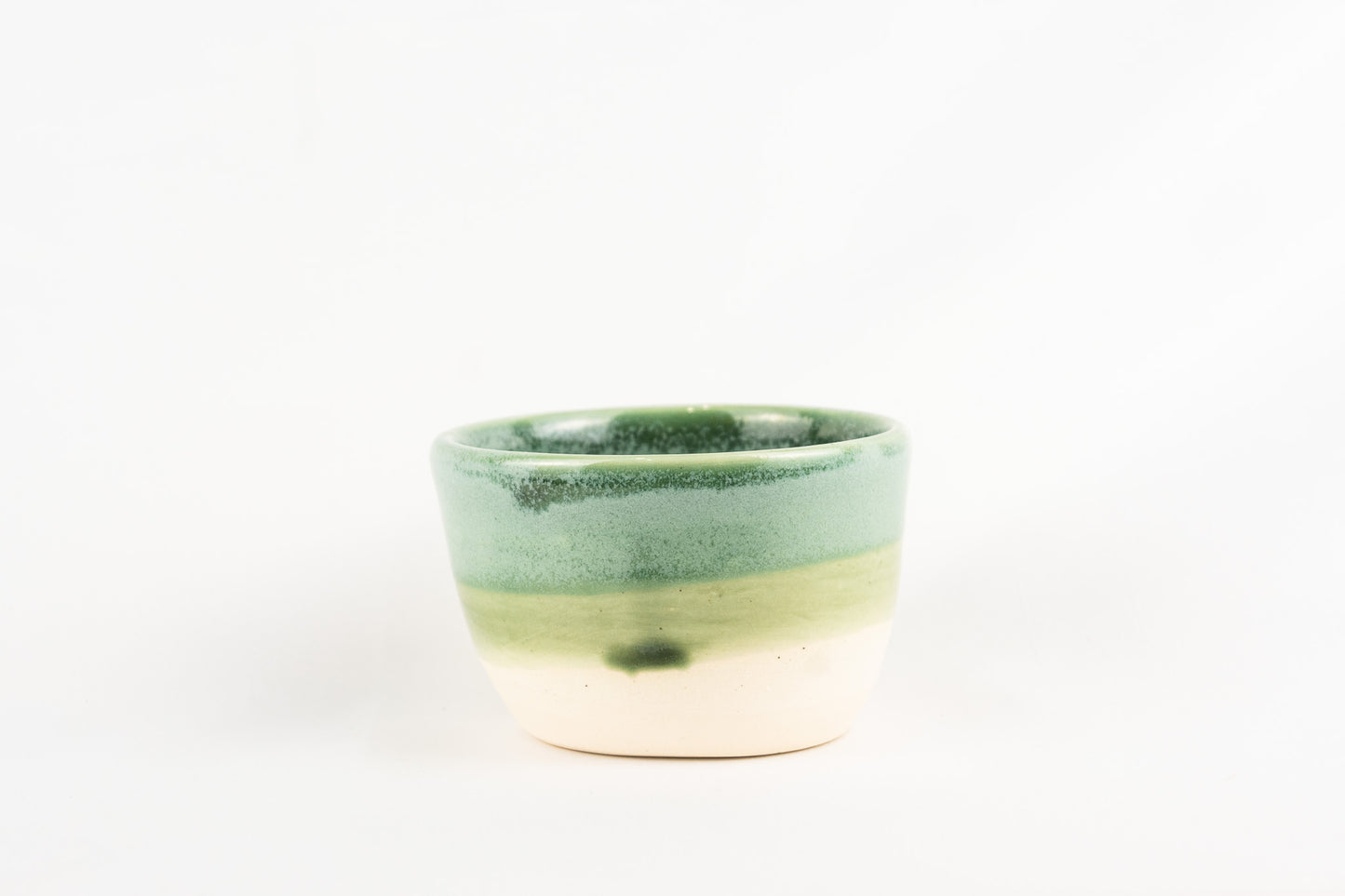 Teal and Sage layered Glazed Bowl on White Clay Body