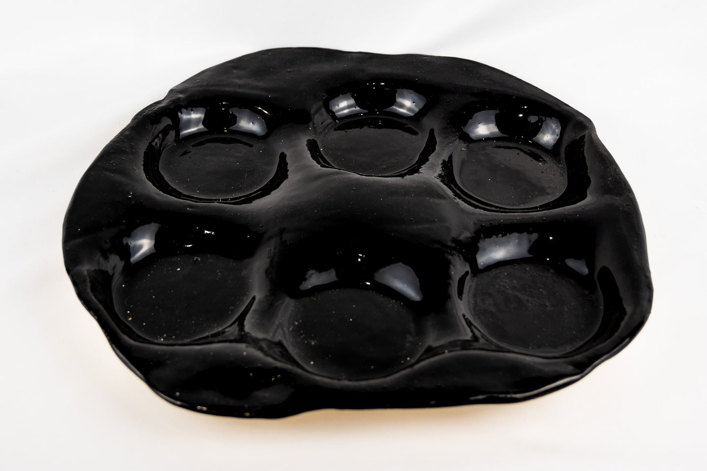 Entertaining platter in glossy black glaze