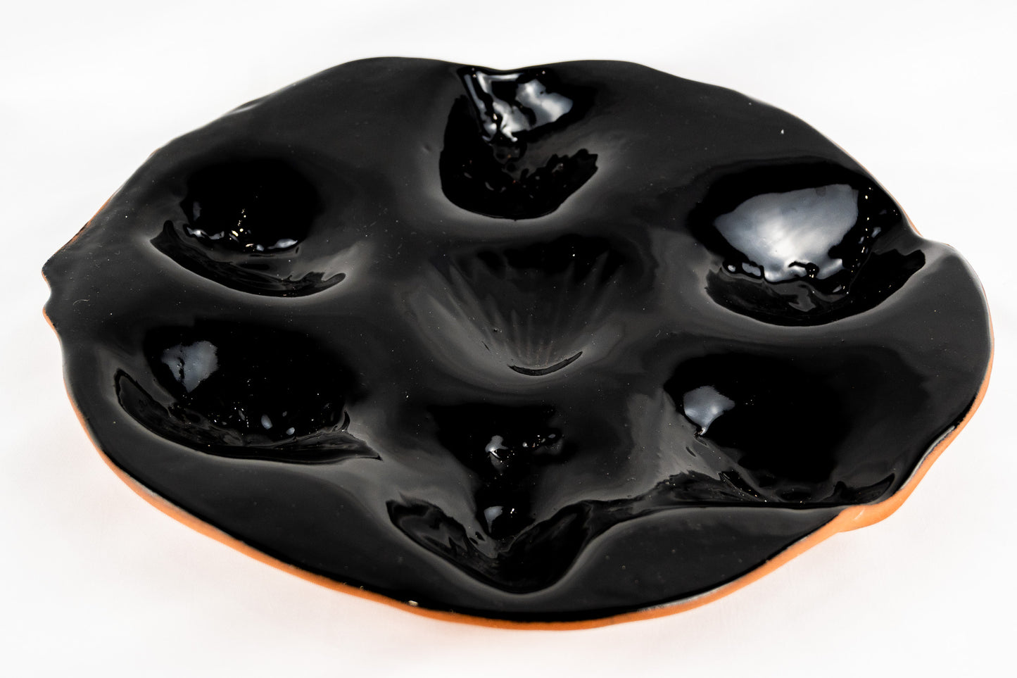 Oyster platter glossy black (6) 1/2 dozen