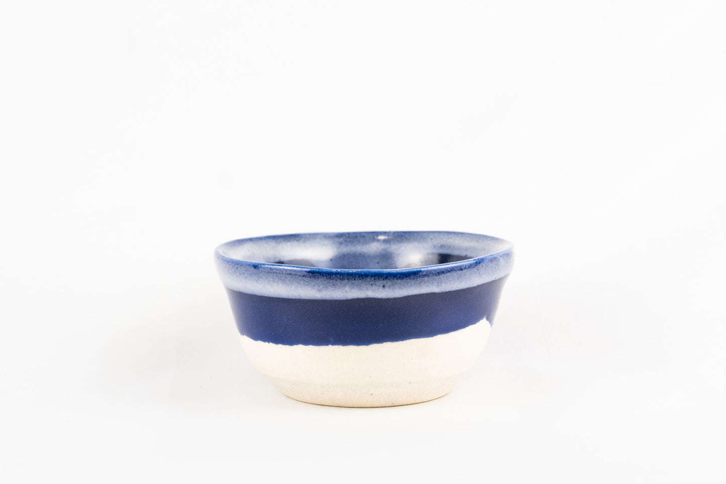 Dark Blue glaze with a splash of white dipped on top bowl/container