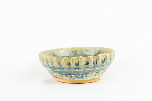 Pistachio double dipped glazed bowl with hand crafted features