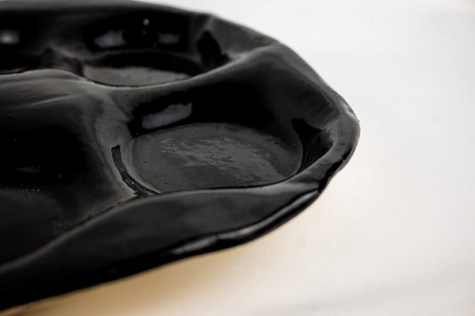 Entertaining platter in glossy black glaze