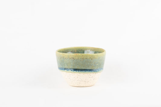 Pistachio layered small mug with exposed white speckled clay body